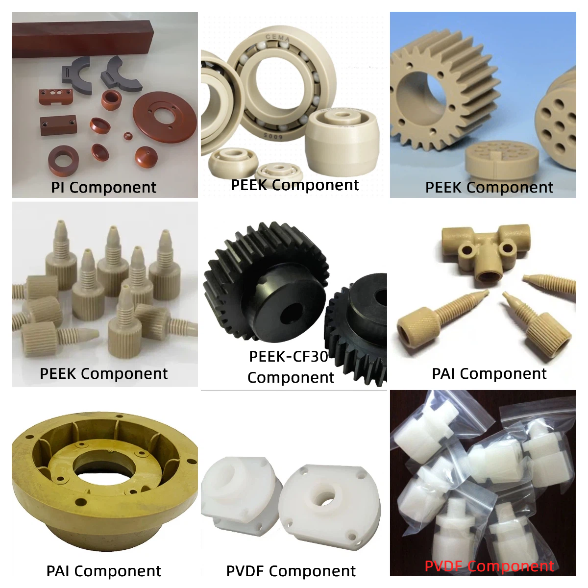 Custom CNC machined PEEK PI PAI PVDF precision plastic parts and components