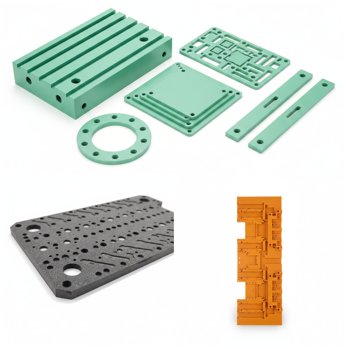 Custom precision components: materials such as FR-4 fiberglass board/synthetic stone/bakelite, etc.